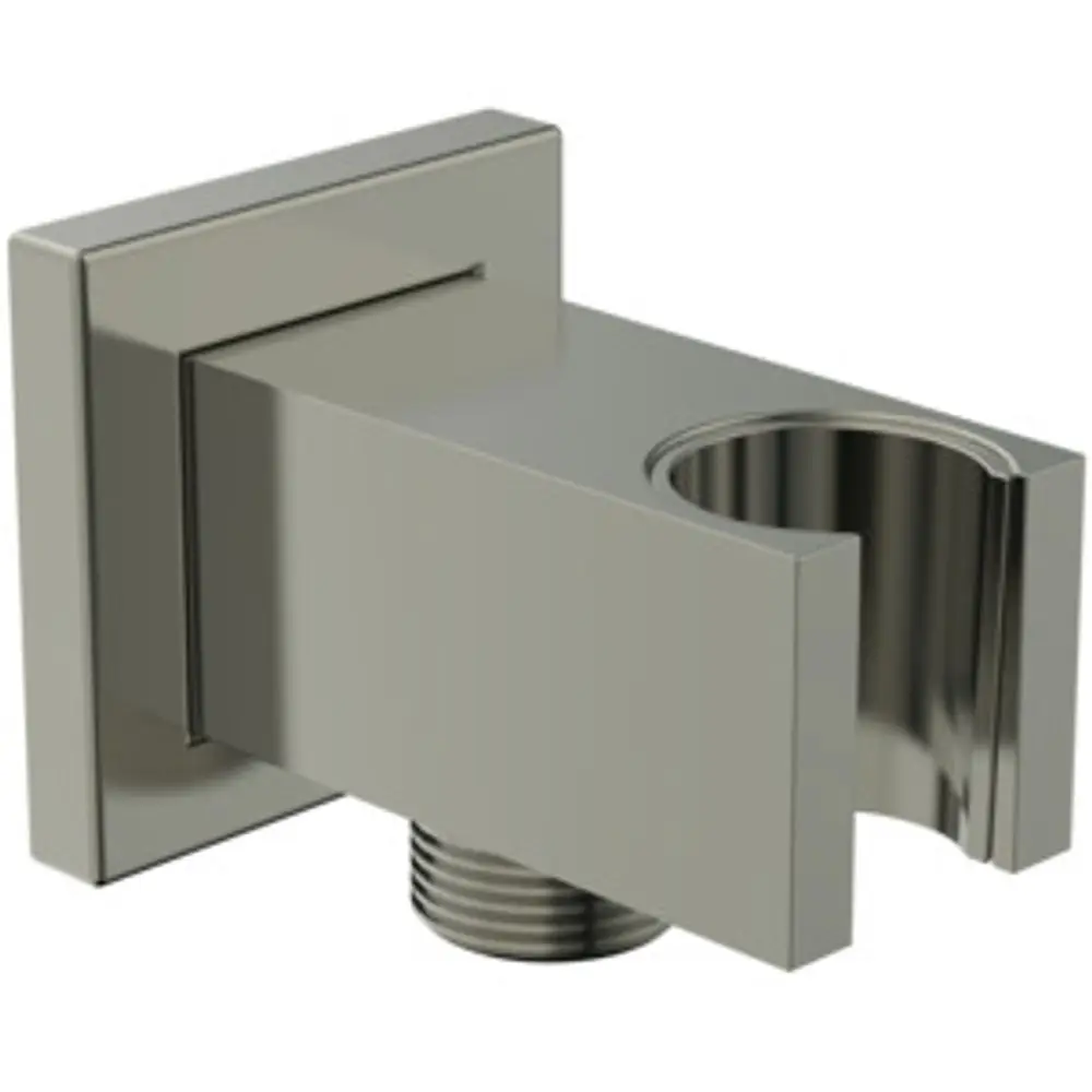 Wandhalter aus Edelstahl mit eckiger Rosette, geeignet für Handbrause und Brauseschlauch. Ideal Standard Produkt.